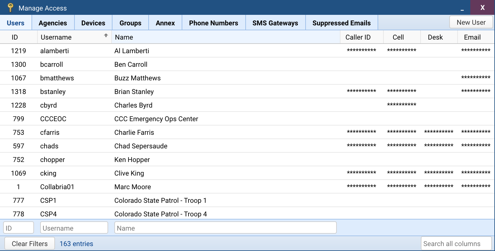 Screenshot: Manage Access - Users