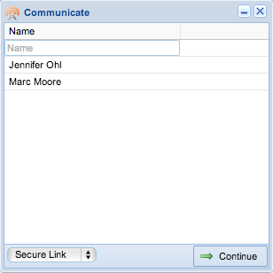 Screenshot: Communication Dialog